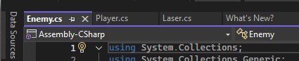 Enemy tab of Visual Studio
